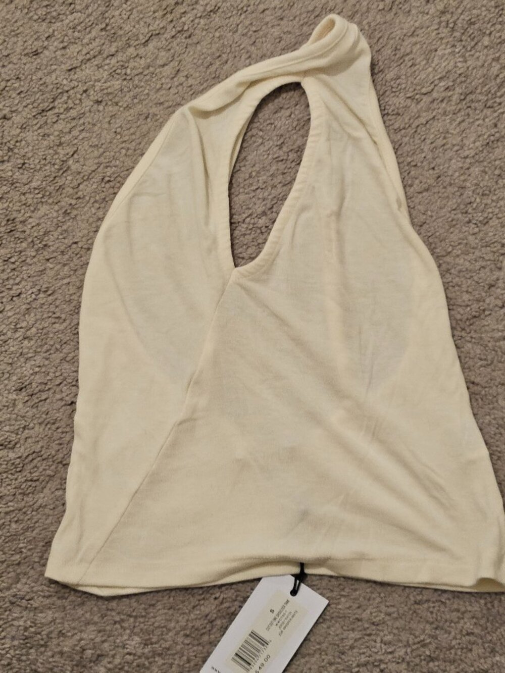 WeWoreWhat Cream Halter Crop Top NWT Size S — Asymmetric One-Shoulder
